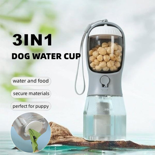 Fellfreunde 3-in-1 Hundewasserbecher – Trink-, Futter- und Müllbeutel in einem, tragbar und multifunktional für unterwegs